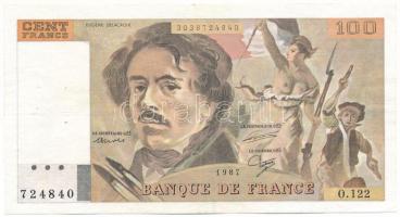 Franciaország 1987. 100Fr T:F szép papír, tűzőgéplyukak
France 1987. 100 Francs C:F fine paper, sta...