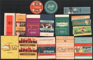15 db vegyes címke (Makszimka, Pompadour mogyorós, Pityu - Budapesti Csokoládégyár, Rózsi, Mitugrász, Dani, Sport szelet, stb.)