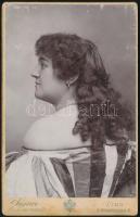 cca 1890 Czullik Inez, Czullik Ágost, a Liechtenstein hercegi kertek igazgatója lányának portréja, kabinetfotó Angere bécsi műterméből, 16,5×10,5 cm