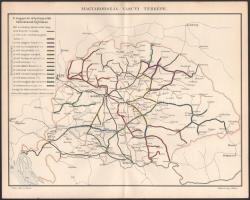 cca 1900 Magyarország vasúti térképe, Pallas Nagy Lexikona, Bp., Posner-ny., 24×30 cm