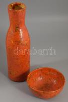 Pesthidegkúti váza és tál, hibátlan, m: 30,5 cm, d: 14 cm