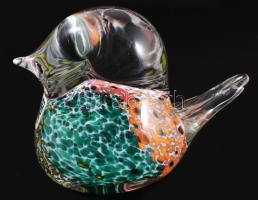 Mdina Glas máltai üveg madár figura, címkével és gravírozással jelzett, hibátlan, m: 8 cm