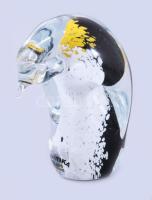 Hokitika Glas anyagában színezett iparművész üveg pingvin figura, jelzett, hibátlan, m: 6 cm