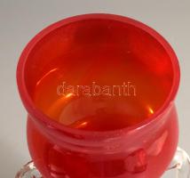 Huta Szkła Tarnowiec, Słuczan-Orkusz Jerzy designer: Kétfüles váza. Jelzés nélkül, kis pattogzással,...