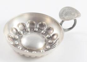 Borkóstoló tálka, "Cuvée Grand Siecle XIV Louis Roy Soleil" felirattal, h: 12 cm