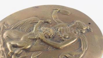 Szecessziós bronz plasztika, 13,5x11,5 cm
