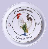 Charles Delatour francia borászat márkás fém tálca, d: 28 cm