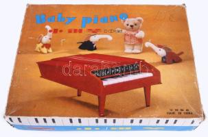 Baby Piano játékzongora, kissé kopott, eredeti dobozában.