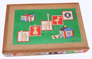 Berbis fa építőjáték, dobozában, 23x34 cm