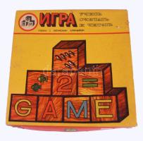 Orosz retro számkirakó játék, dobozában, 21x21 cm