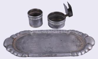 Háromrészes réz asztali szett, h: 37 cm