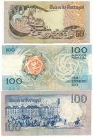 Portugália 1968. 50Esc (9. kiadás) + 1984. 100Esc (8. kiadás) + 1988. 100Esc (9. kiadás) T:F, közte ...