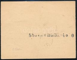 1949.10.02. Nyomtatvány levelezőlap 10f díjjal, postabélyeg helyett okmánybélyeggel leróva, ritka!