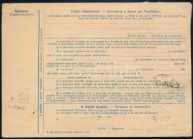 1928.09.08. Csomagszállító levél az USA-ba, négyszínű 4P 85f bérmentesítéssel: Keskeny Madonna 4 x 1...