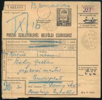 1941.09.15. 20kg -os csomag szállítólevele 3p 20f díjjal, bérmentesítés nélkül feladva a díjszabás 1...