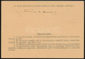 1939 Meghatalmazási igazolvány levélpostai küldemények átvételére. Rendkívül ritka postai nyomtatván...
