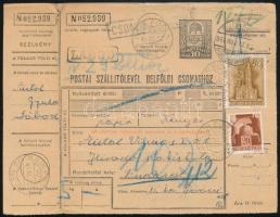 1944.04.27. Szállítólevél 1P díjjal "M.KIR.POSTA 165" mozgóposta bélyegzéssel Lábodról Bud...