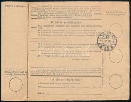 1944.04.27. Szállítólevél 1P díjjal "M.KIR.POSTA 165" mozgóposta bélyegzéssel Lábodról Bud...