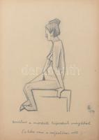 EG jelzéssel: Amikor a modell kifordul magából. Akt, Ceruza, papír, jelzett. 23x31 cm
