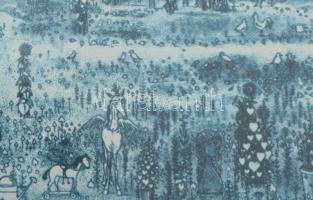 Gross Arnold (1929-2015): A művészet kertje. Ofszet nyomat, papír, jelzett a nyomaton, üvegezett fak...