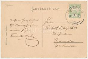 1911 Temesság, Saágh, Sag; Községháza, Templom, Obert vezér lak, Schmidt M. üzlete. Dajkovits J. utó...