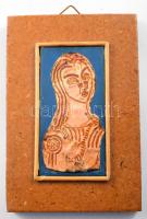 Jajesnica Róbert (1934- ): Amazon. Tűzzománc, jelzett, 5,5x10,5 cm fa alapon, jelzett.