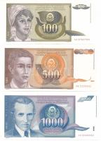 Jugoszlávia 1991. 100D - 1000D (3xklf) T:UNC-AU Yugoslavia 1991. 100 Dinara - 1000 Dinara (3xdiff) C:UNC-AU Krause P#108, P#109, P#110
