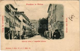 1902 Knin; Glavna ulica s' zapadne strane. P. Pozar / Fő utca / main street (EK)