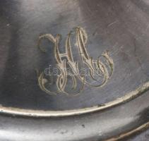 Antik ezüstözött olaj-ecet tartó, 2 üveggel, m: 26 cm