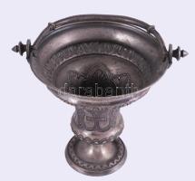 Antik ezüstözött cukortartó kosár, m: 17 cm