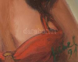 Jeckel Ferenc (1950-2012): Carmen. Olaj, farost 70x50 cm Keretben