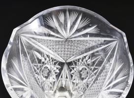 Talpas kristály kehely, ezüst (Ag) szerelékkel, jelzett, m: 25 cm