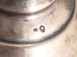 Talpas kristály kehely, ezüst (Ag) szerelékkel, jelzett, m: 25 cm