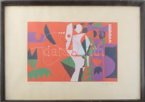 Würtz Ádám (1927-1994): Népművészet. Színes linómetszet, papír, jelzett, 28x40 cm Üvegezett keretben...