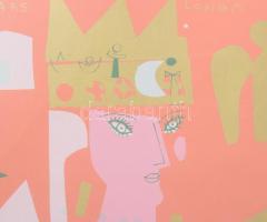 Würtz Ádám (1927-1994): Zöld király. Színes linómetszet, papír, jelzett, számozott 43/100 28x40 cm Ü...