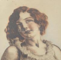 Prihoda István (1891-1965): Lány virágkosárral. Színezett rézkarc, papír, üvegezett fakeretben, 25×2...