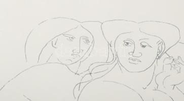 Amerigo Tot (1909-1984): Női aktok. Szitanyomat, papír, jelzett, üvegezett fakeretben 35x53 cm