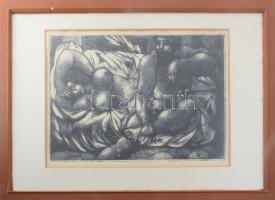 Amerigo Tot (1909-1984): Női aktok 1983. Litográfia, papír, jelzett üvegezett fakeretben 30x42 cm