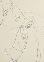 Amerigo Tot (1909-1984): Női aktok Szitanyomat, papír, jelzett, üvegezett fakeretben 44x32 cm