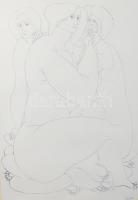 Amerigo Tot (1909-1984): Női aktok Szitanyomat, papír, jelzett, üvegezett fakeretben 44x32 cm