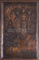Pató Róza (1934-2018): Karácsonyi jókívánság. Bronz, jelzett, 14x9 cm