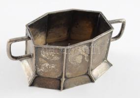 Ezüst (Ag) kétfüles tároló, jelzett, dianás, 14x6 cm, nettó 161g