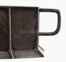 Ezüst (Ag) kétfüles tároló, jelzett, dianás, 14x6 cm, nettó 161g