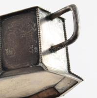 Ezüst (Ag) kétfüles tároló, jelzett, dianás, 14x6 cm, nettó 161g