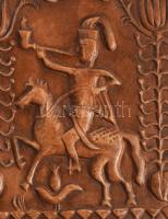 Lovas faliplakett, engóbozott kerámia, kis pattogzással, 24x18 cm