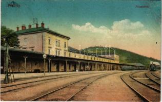 1917 Pozsony, Pressburg, Bratislava; Pályaudvar, vasútállomás, vonat, gőzmozdony. Vasúti levelezőlapárusítás 1. sz. 1915. / railway station, train, locomotive (r)