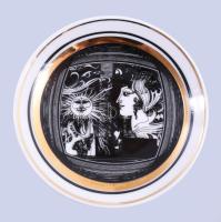 Hollóházi Szász Endre által tervezett porcelán tégely és két darab tálka. Matricás, jelzett, hibátla...