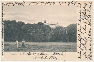 1906 Cseklész, Ceklís, Bernolákovo; Gróf Eszterházy Károly kastély. A címzett gróf Apponyi Sándor műgyűjtő, diplomata (1844-1925), lengyeli kastélya / castle (EB)