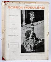 Dr. Heimler Károly (szerk.): Sopron műemlékei I. Belváros. Sopron, 1939, Soproni Városépítő Egyesület. Félbőr kötés, sérült papír védőborítóval, sérült gerinc, viseltes állapotban.