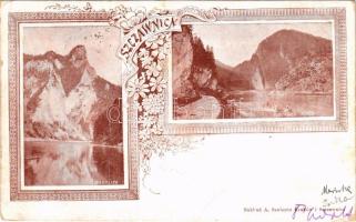 1898 Szczawnica, Sokolica, Hukowa Skalja. A. Szubert / view. Art Nouveau, floral (EM)